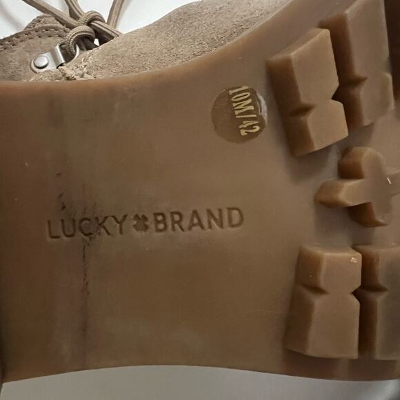 LUCKY BRAND DEMIA DUNE OILED SUEDE FAUX FUR BOOTIE BOOTS SIZE 10M - Picture 6 of 10